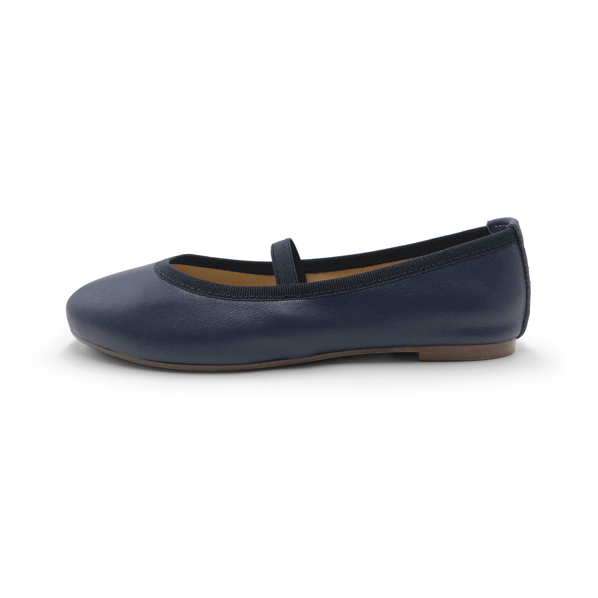 Blaue Lederballerinas für Mädchen mit Gummizug