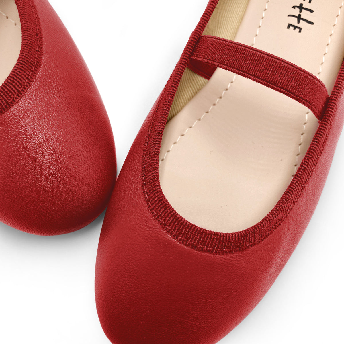 Rote Lederballerinas für Mädchen mit Gummizug