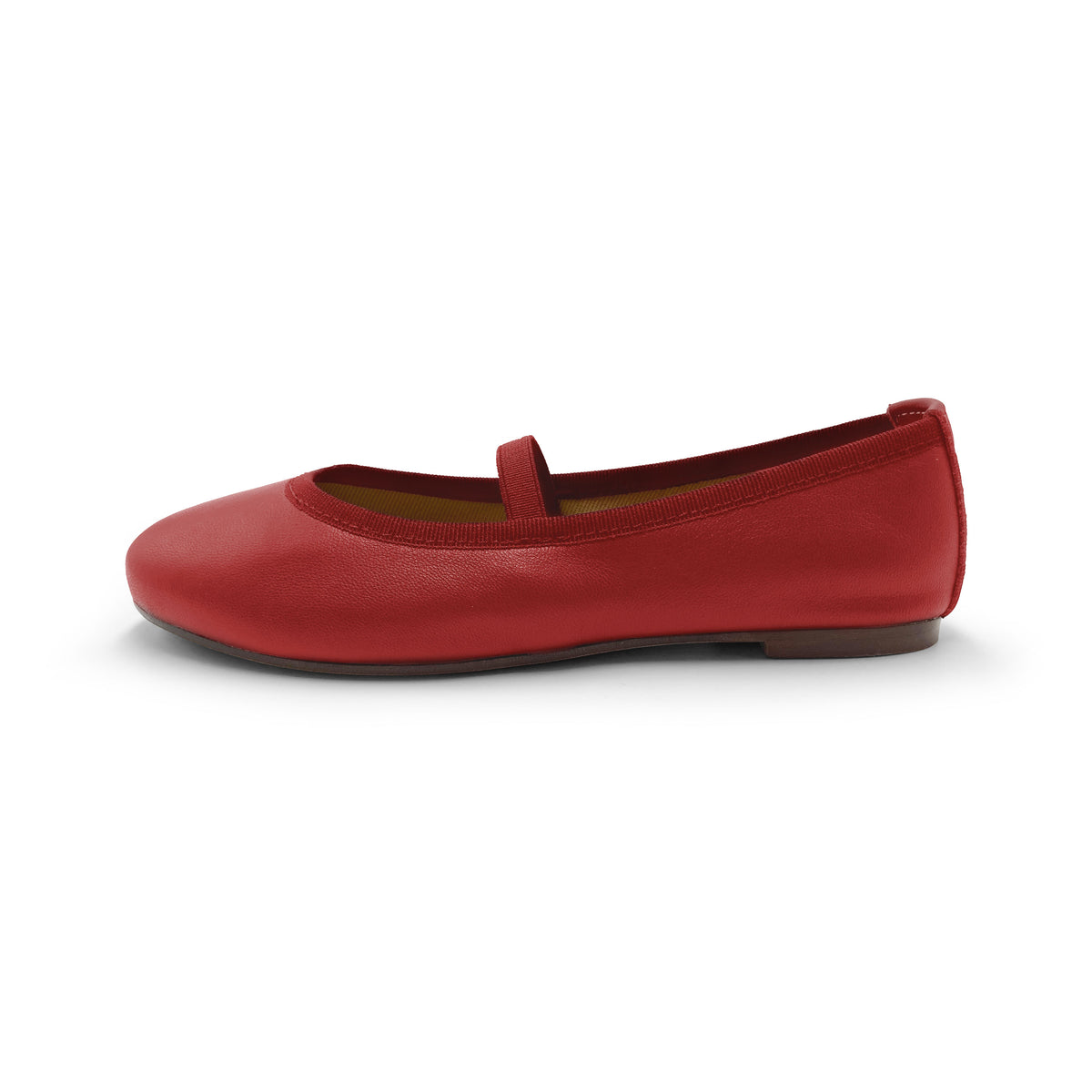 Rote Lederballerinas für Mädchen mit Gummizug