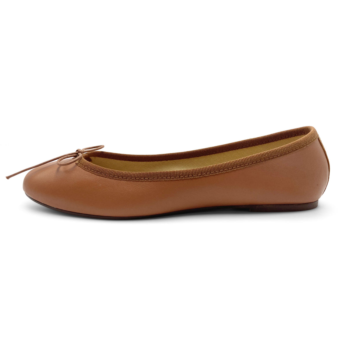 Hellbraune Lederballerinas