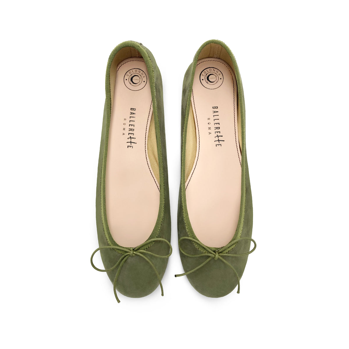 Ballerines en daim vert