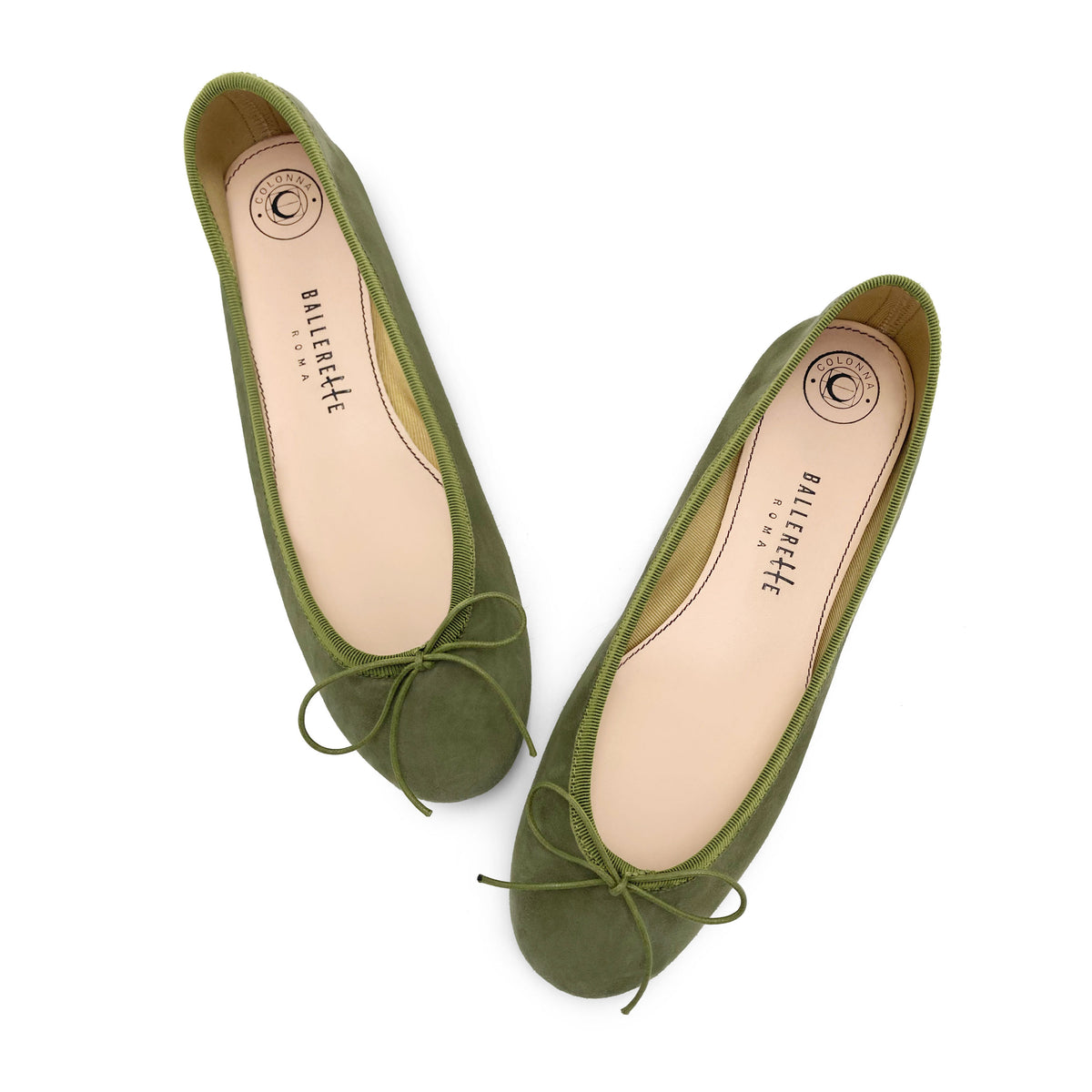 Ballerines en daim vert