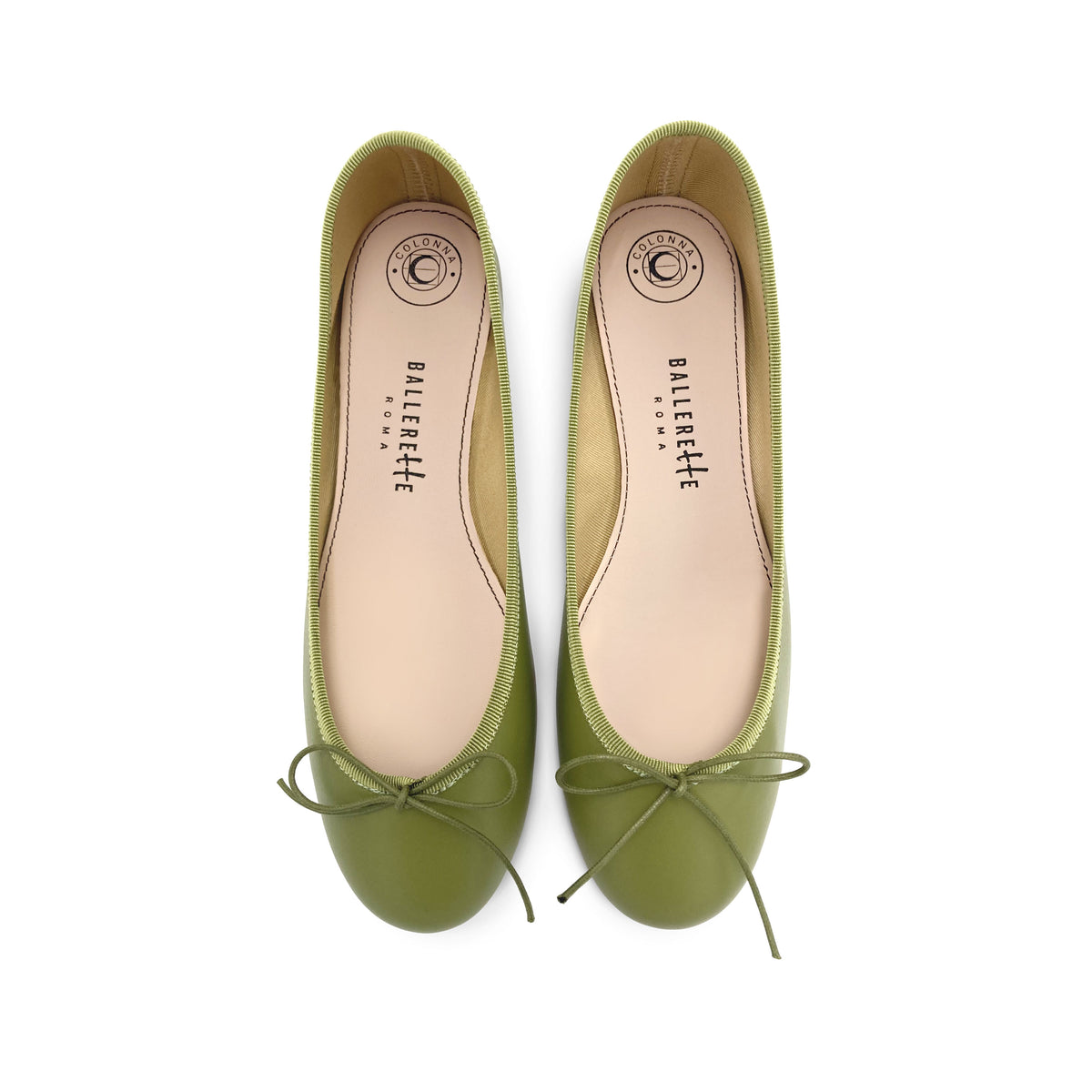 Olivegrüne Ballerinas aus Leder