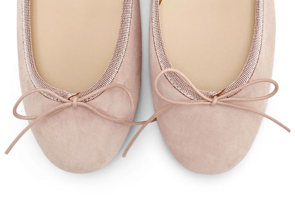 Rosafarbene Wildlederballerinas