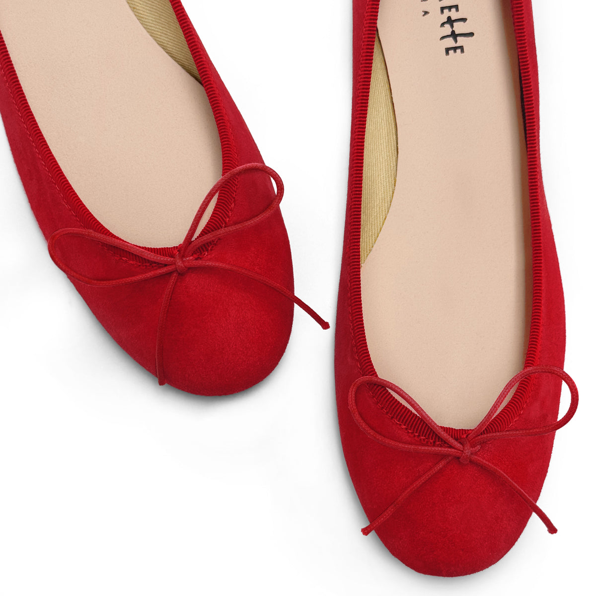 Ballerine rosse in camoscio
