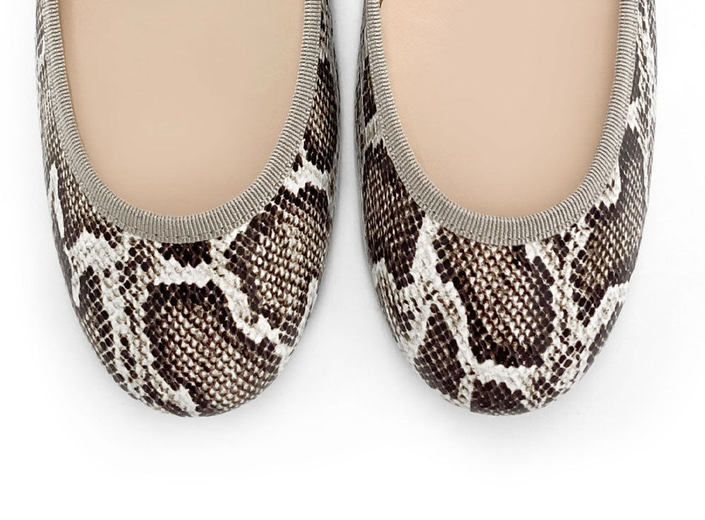 Ballerine animalier pitonate in pelle