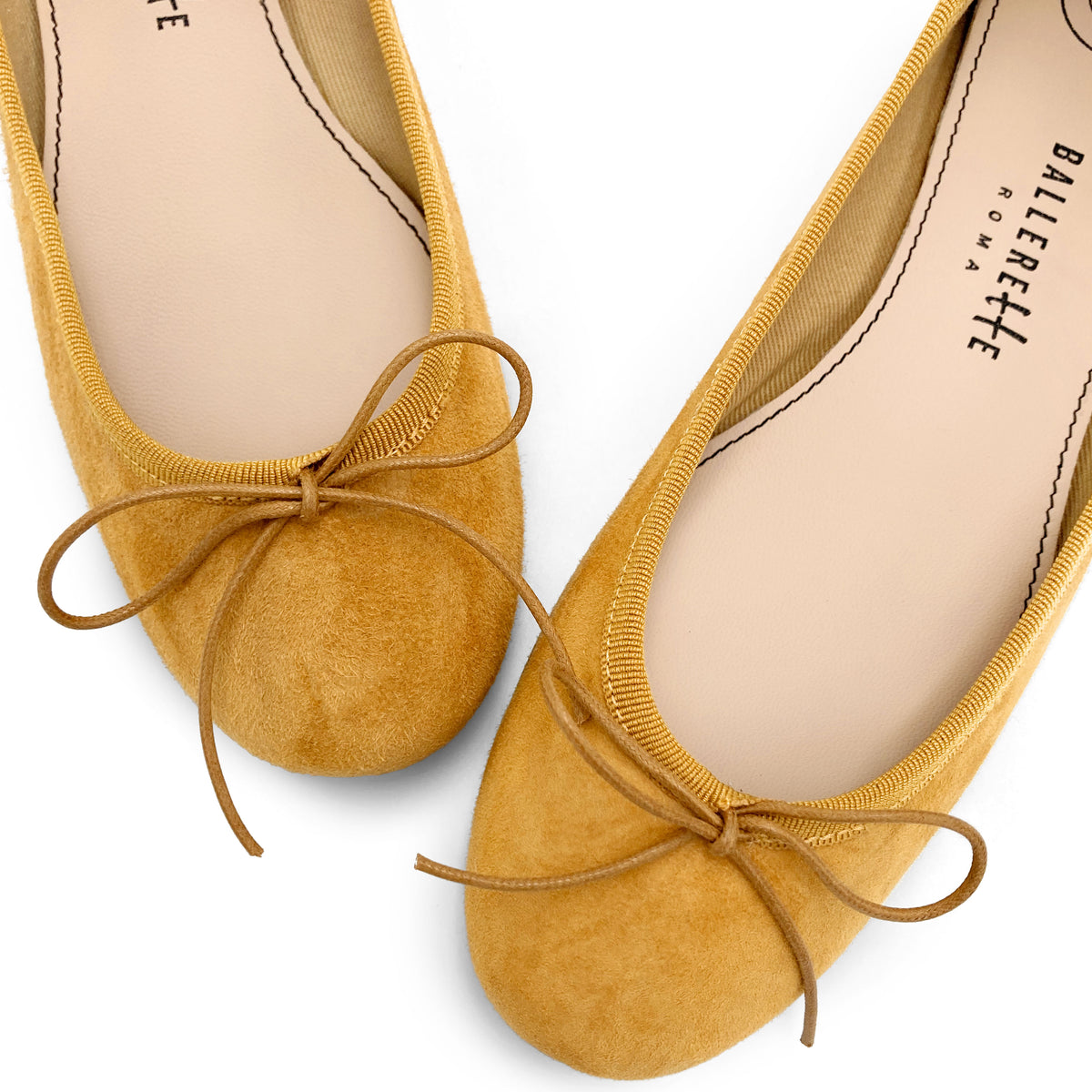 Senfgelbe Wildlederballerinas