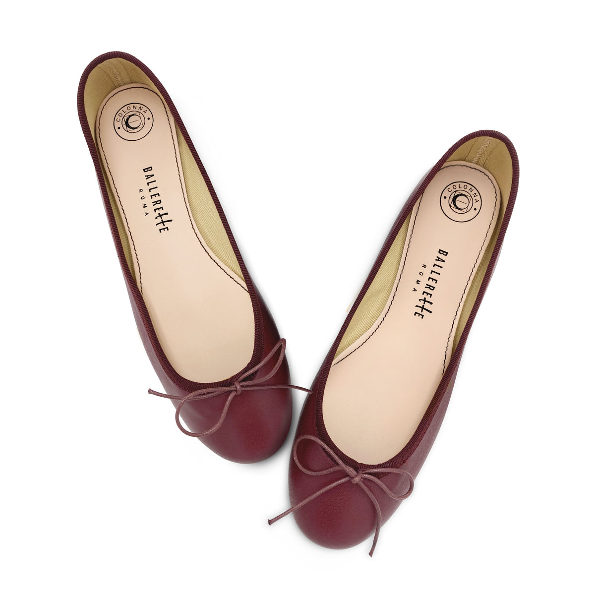 Burgundy leather ballet flats