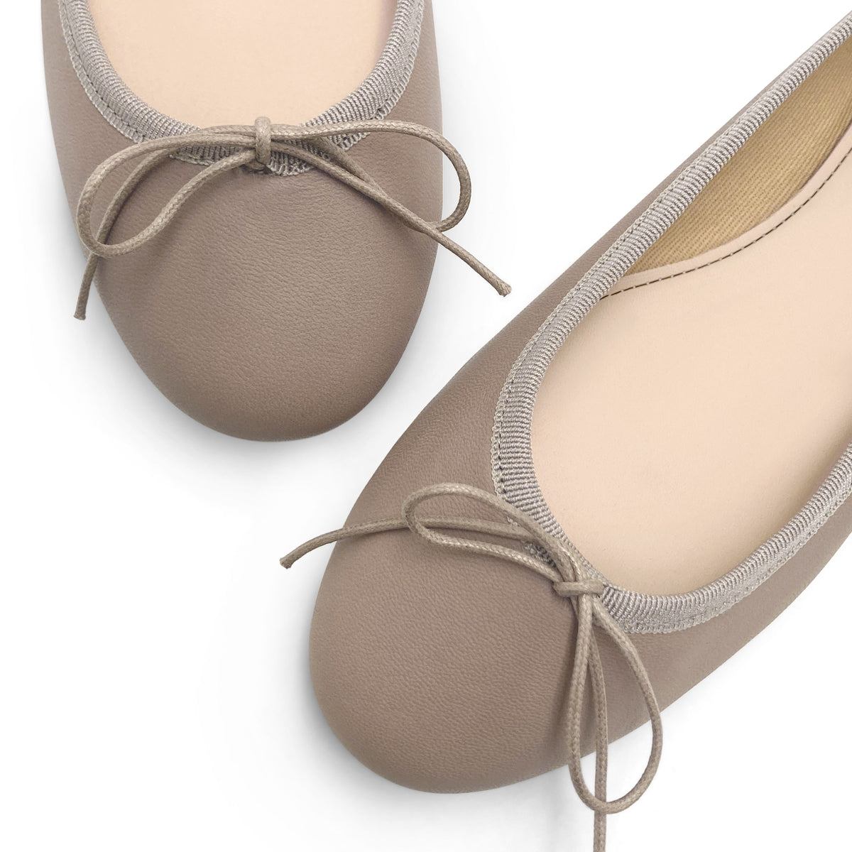 Dove grey leather ballet flats