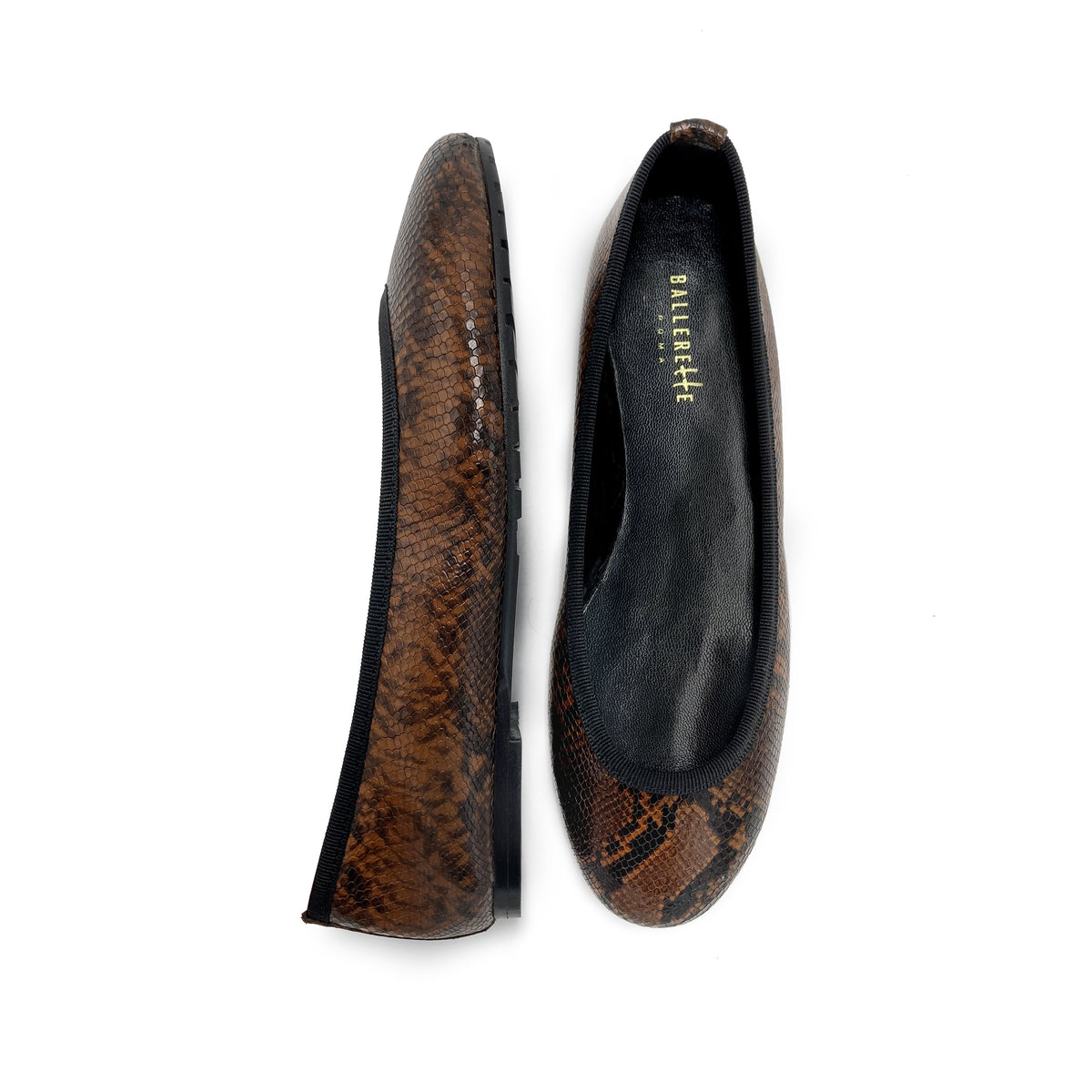 Ballerines en cuir imprimé animalier marron