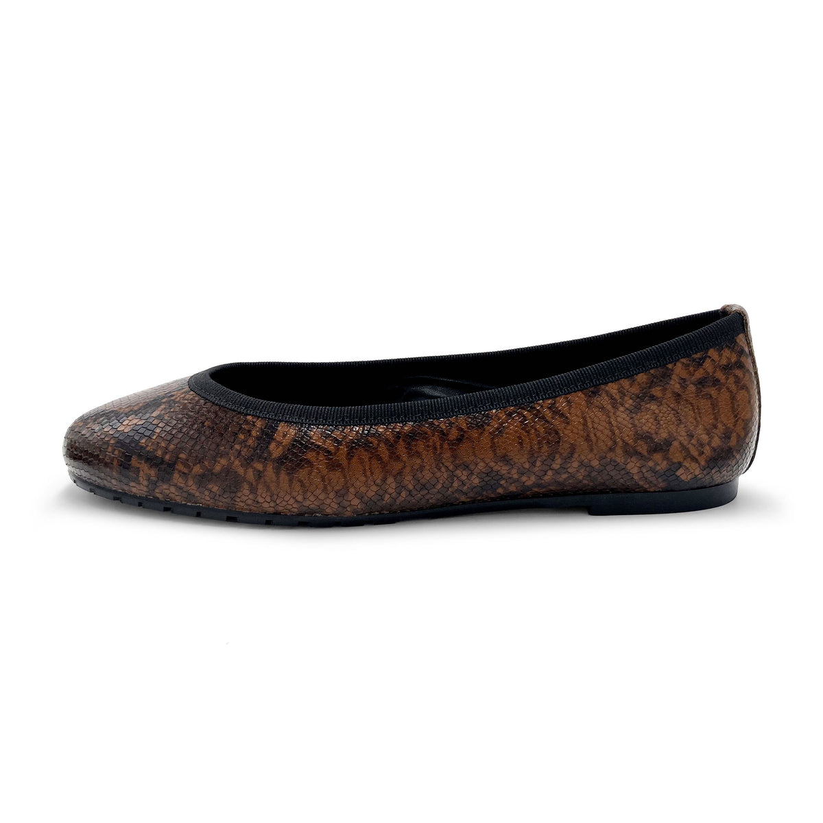 Ballerines en cuir imprimé animalier marron