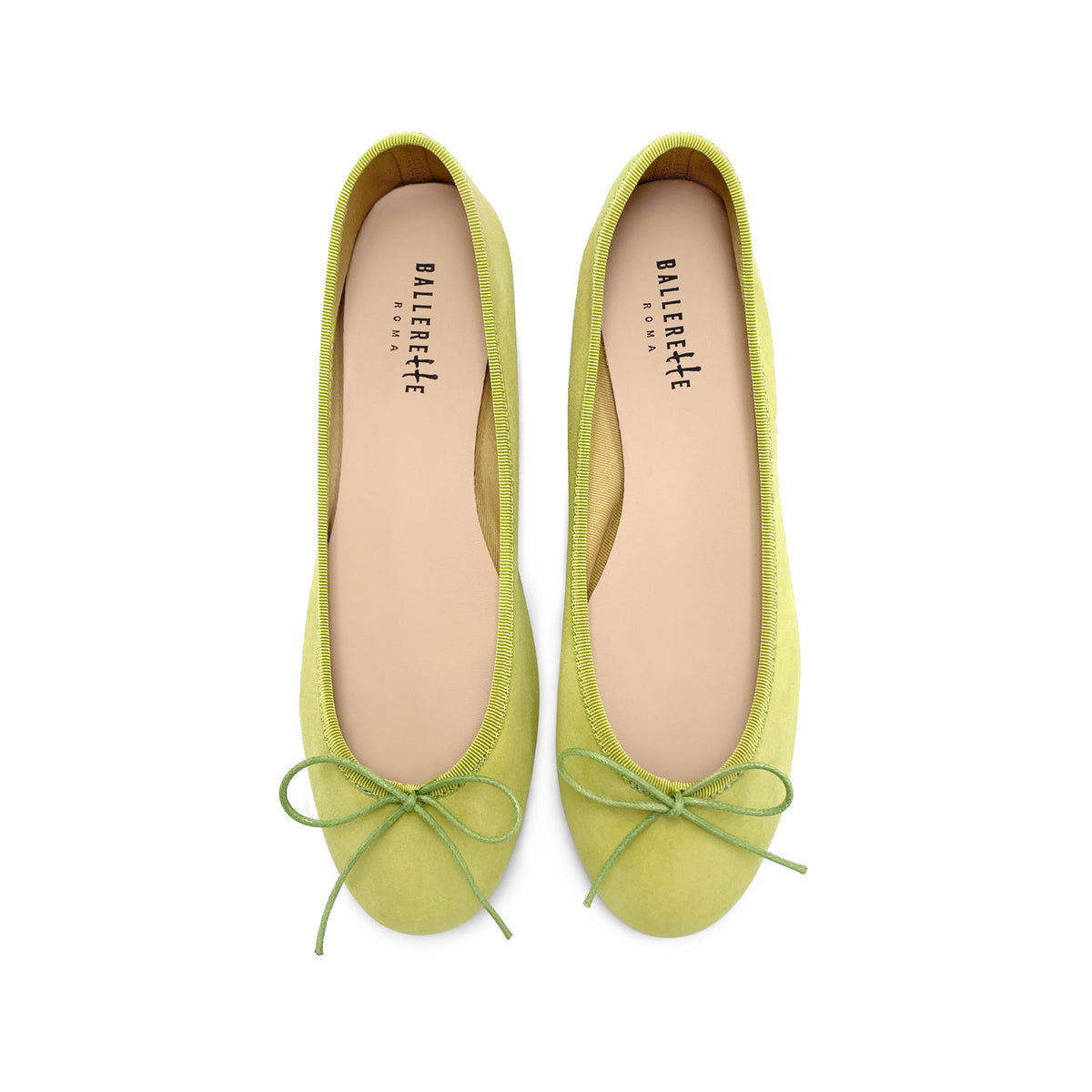 Ballerines en daim vert citron