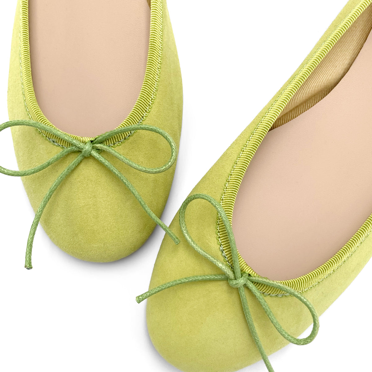 Ballerines en daim vert citron