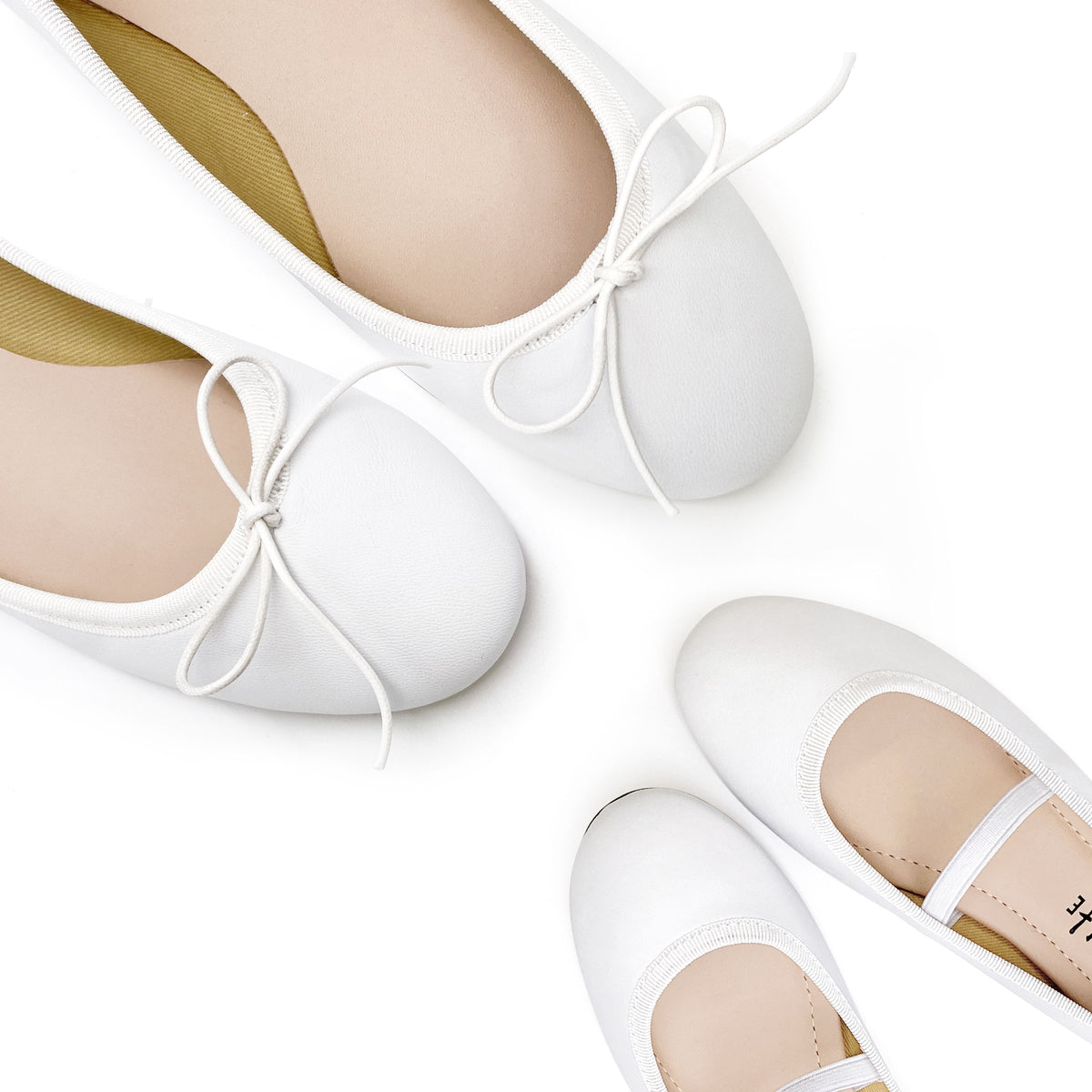 Ballerine bambina bianche in pelle con elastico