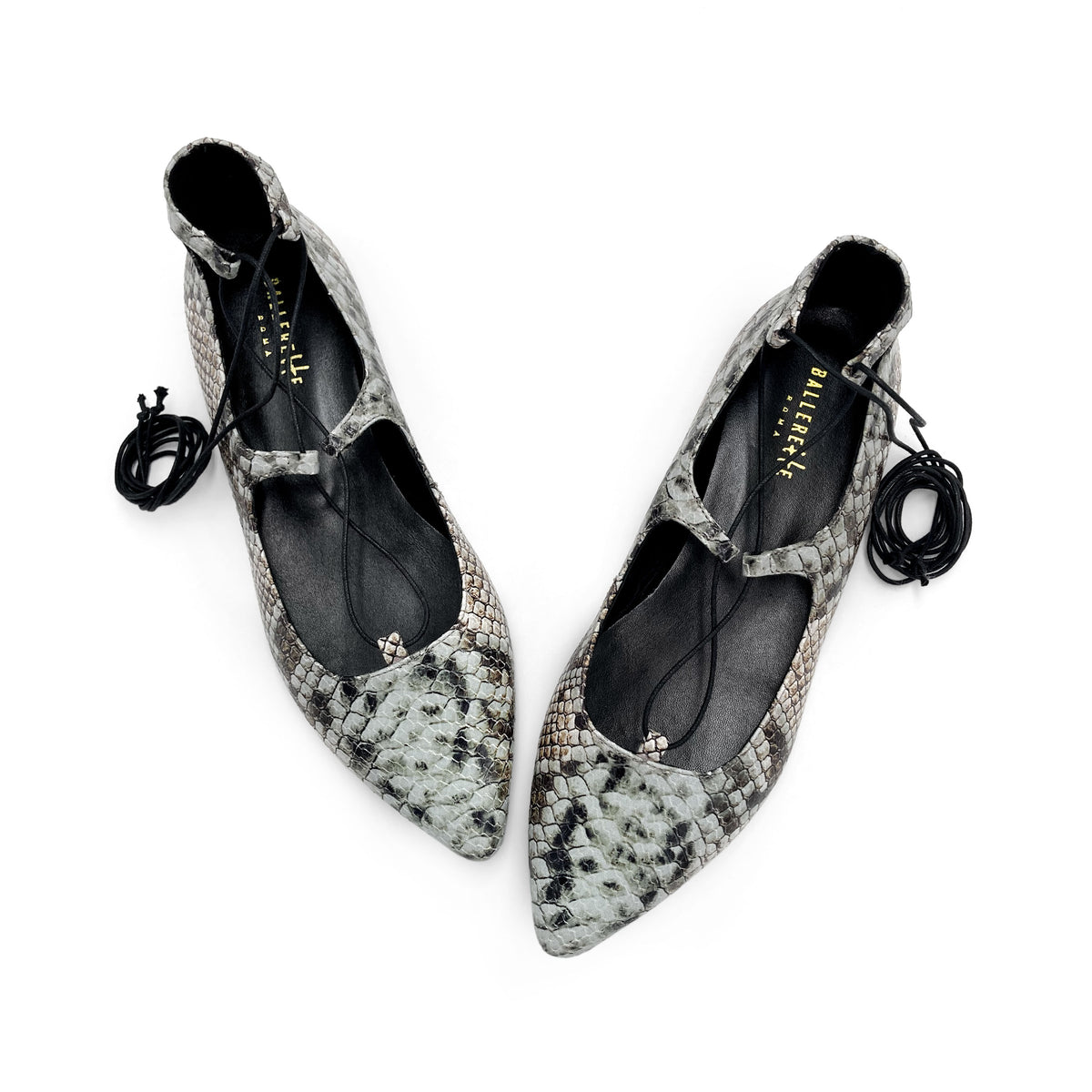 Ballerine con lacci alla schiava animalier pitonate