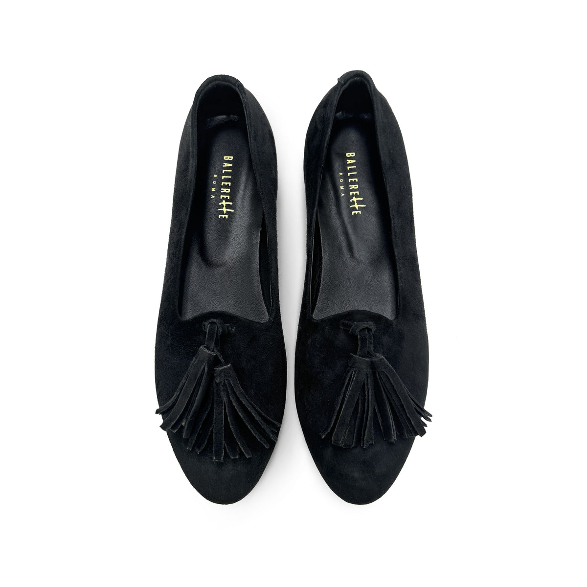 Mocassini donna neri con nappine