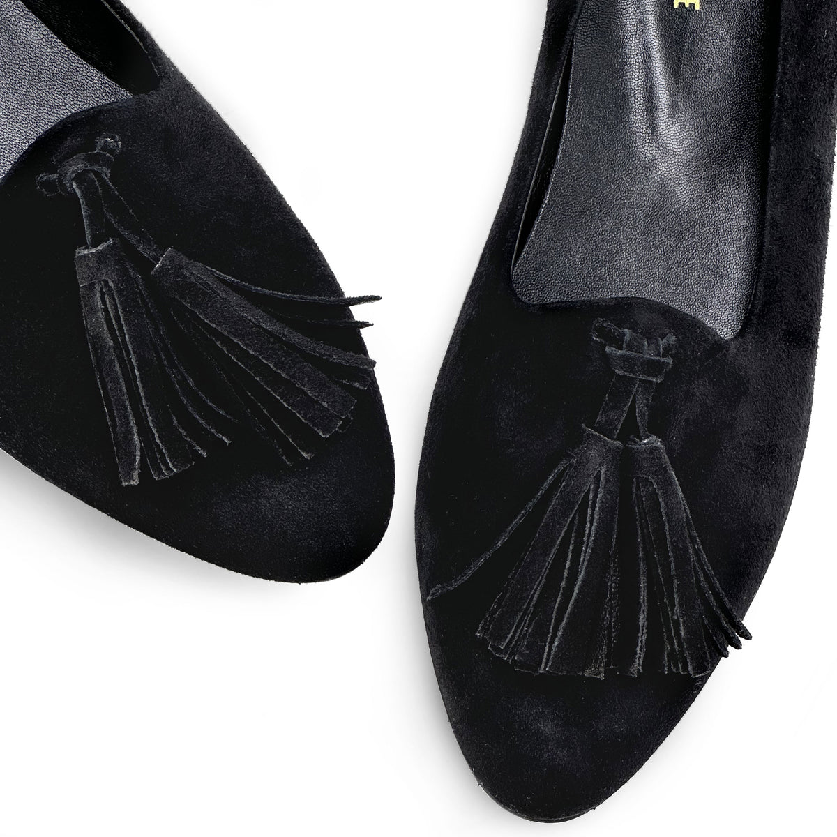 Mocassini donna neri con nappine