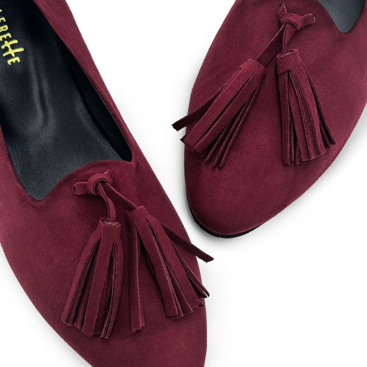 Mocassini donna bordeaux con nappine