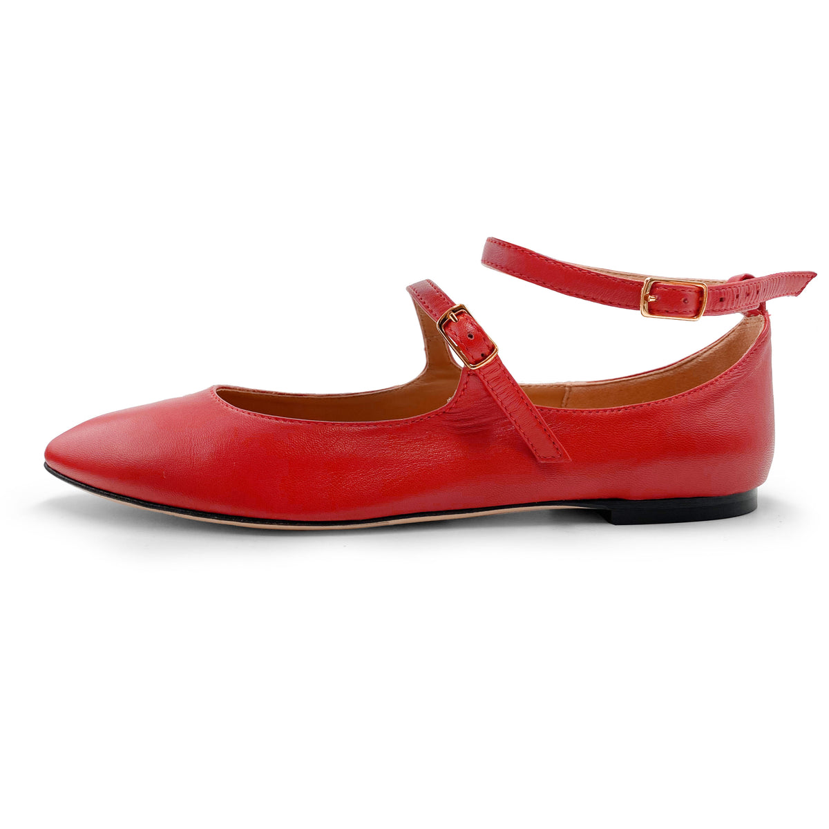Ballerines Mary Jane rouge corail avec brides