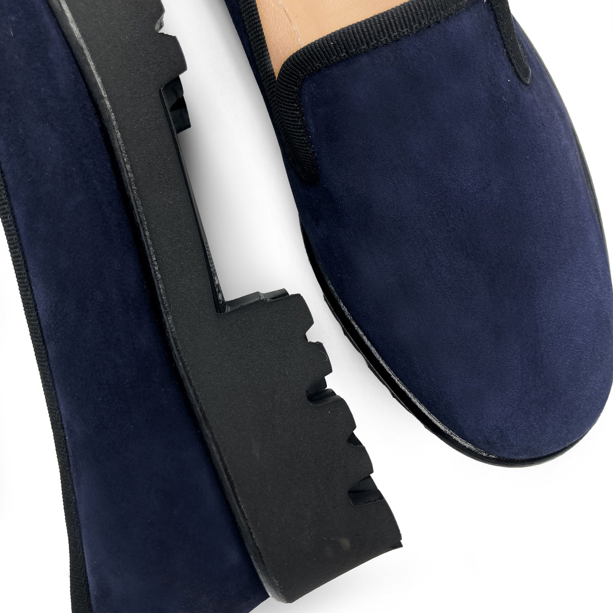 Mocassins plateforme en daim bleu pour femme