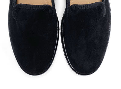Mocassini da donna platform neri in camoscio