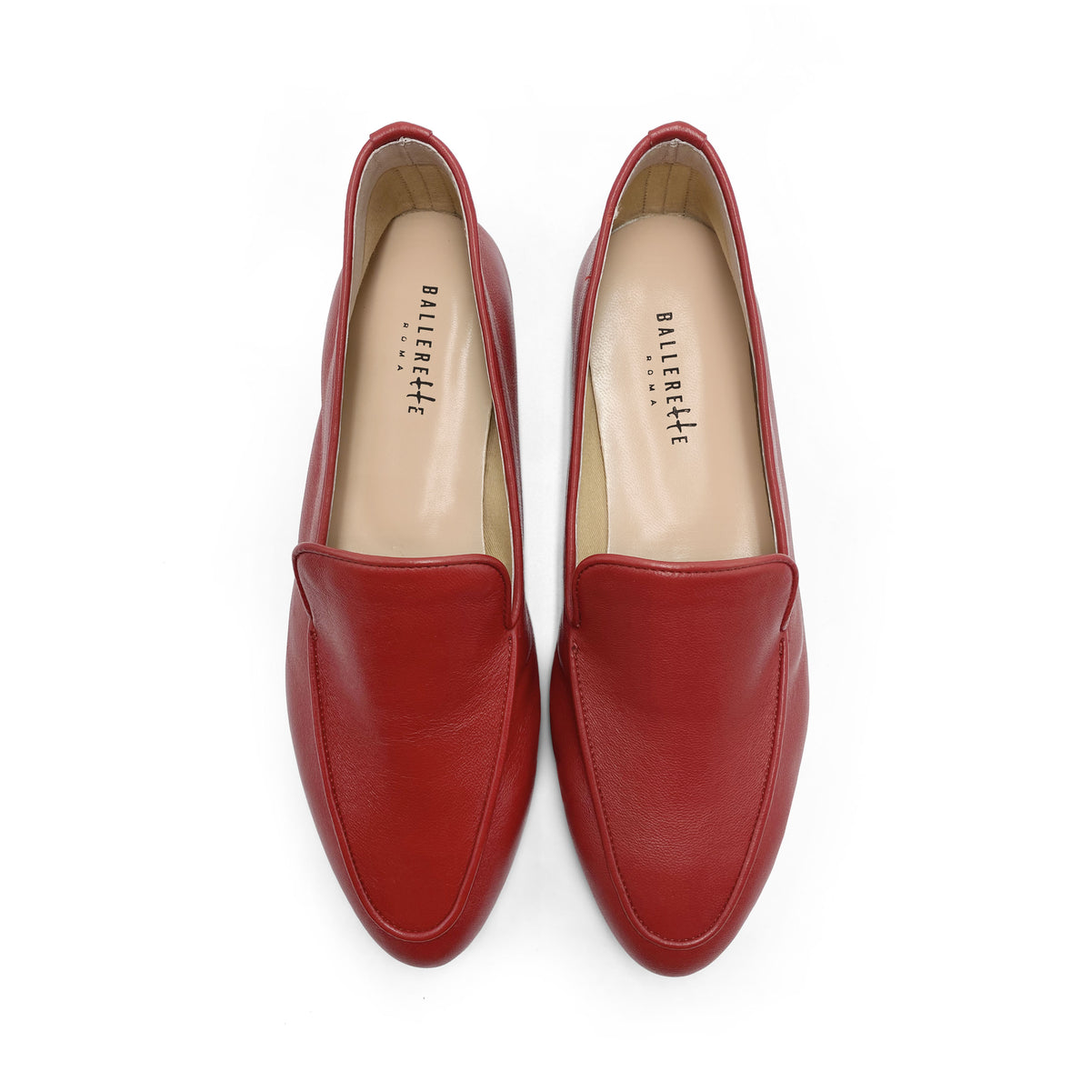 Mocassins femme en cuir rouge
