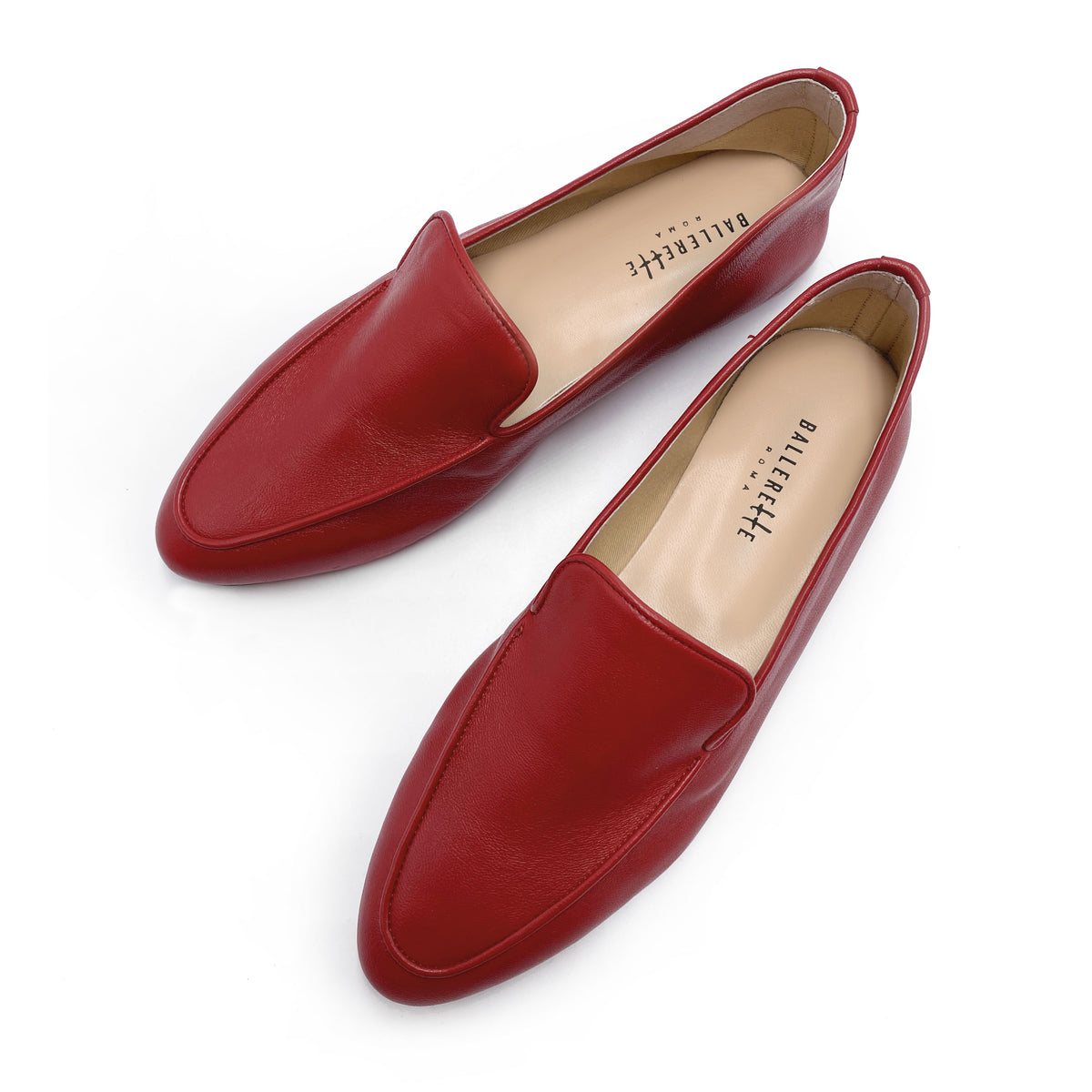 Mocassins femme en cuir rouge
