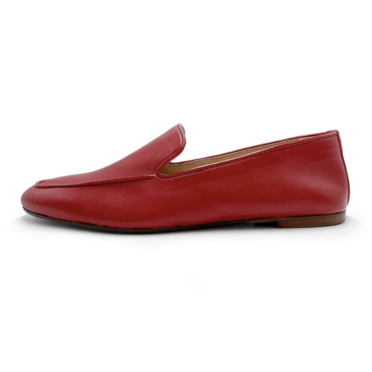 Mocassins femme en cuir rouge