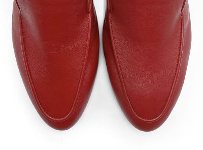 Mocassins femme en cuir rouge