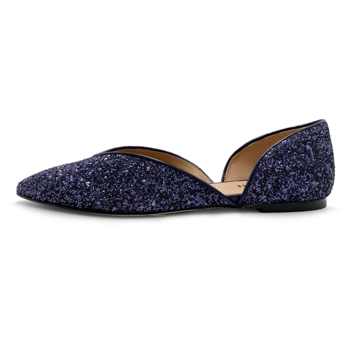 Ballerine aperte in glitter blu