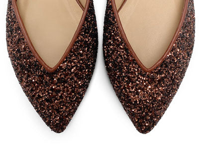 Ballerine aperte in glitter bronzo
