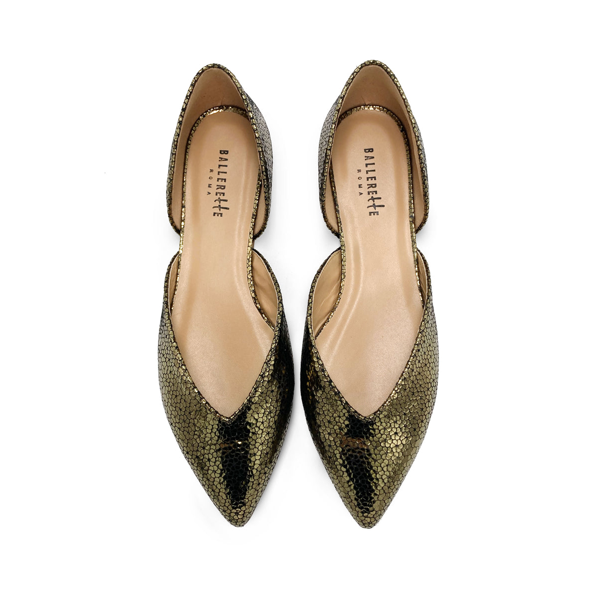 Ballerine aperte laminate bronzo