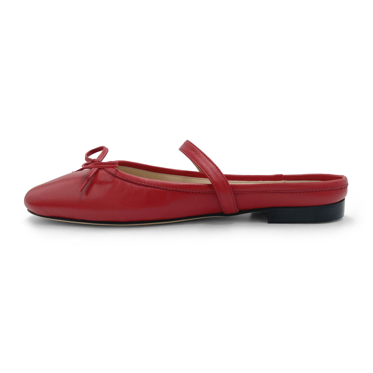 Rote Sabot-Ballerinas aus Leder mit Sacchetto-Verarbeitung