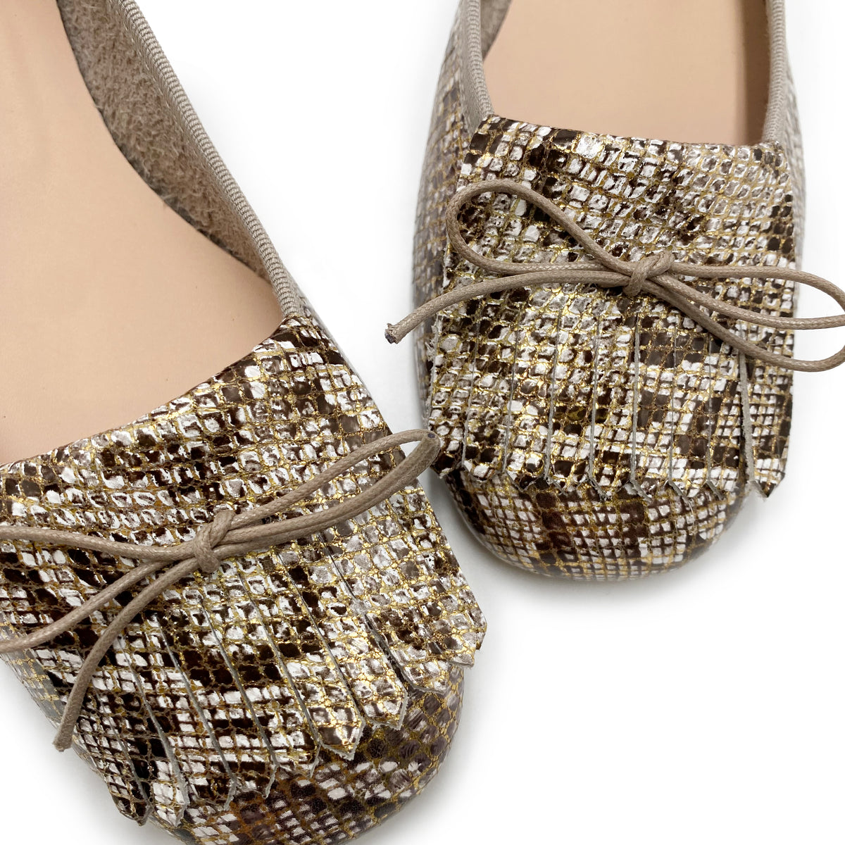 Mocassins femme à talons en cuir imprimé animal