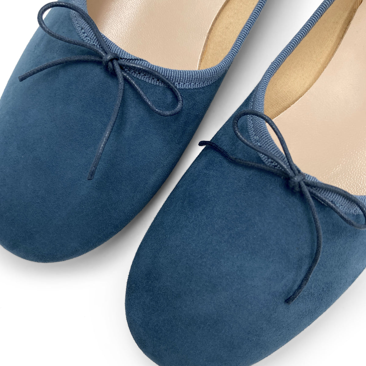 Azurblau "Glove" Ballerinas aus Wildleder