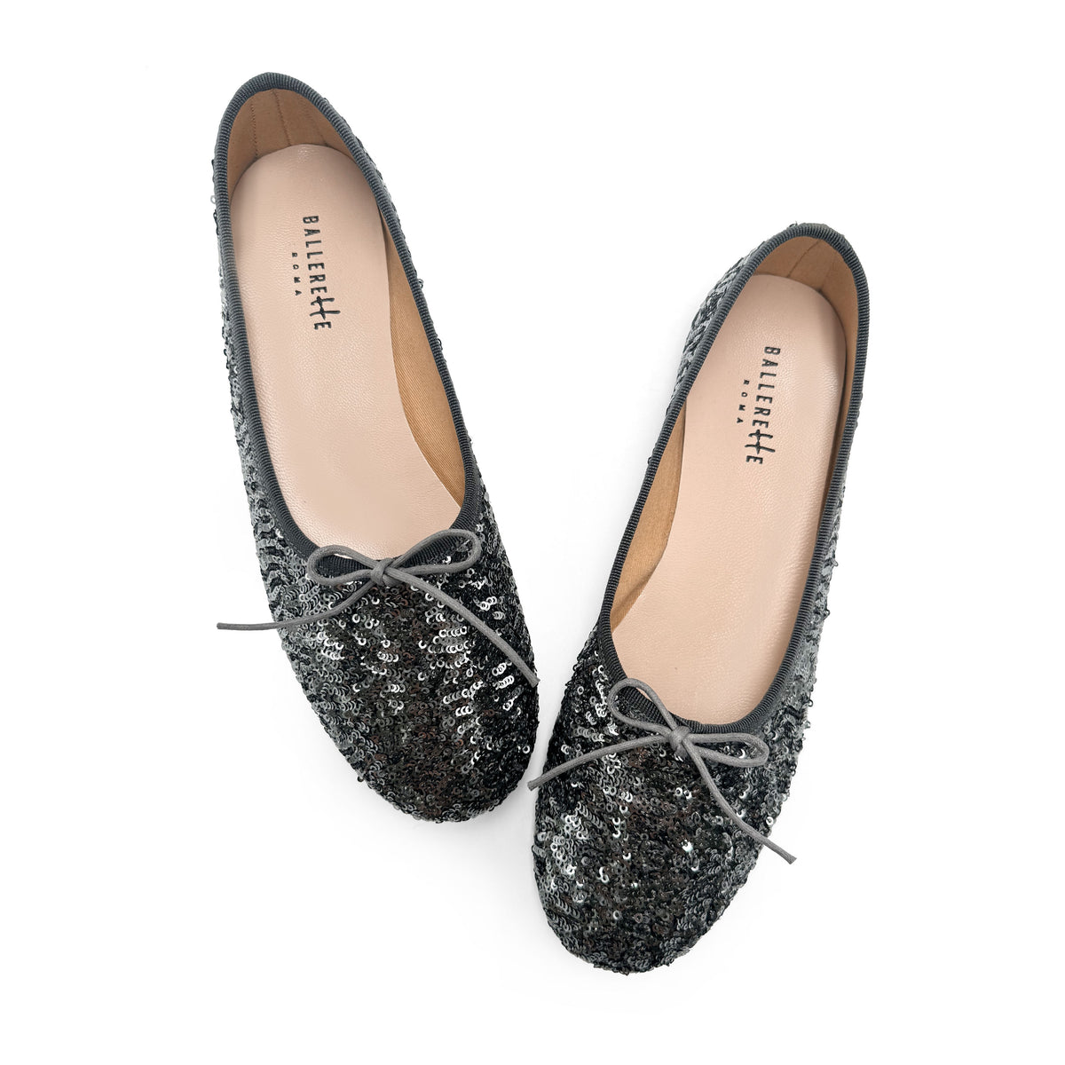 Ballerine accollate con paillettes ferro