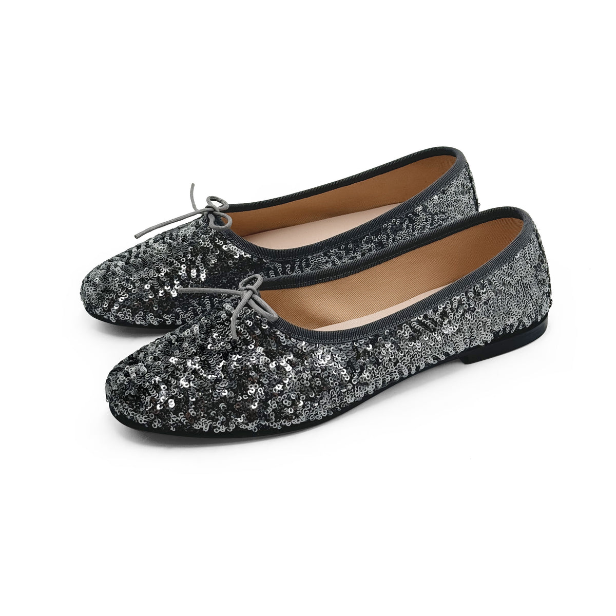 Ballerine accollate con paillettes ferro