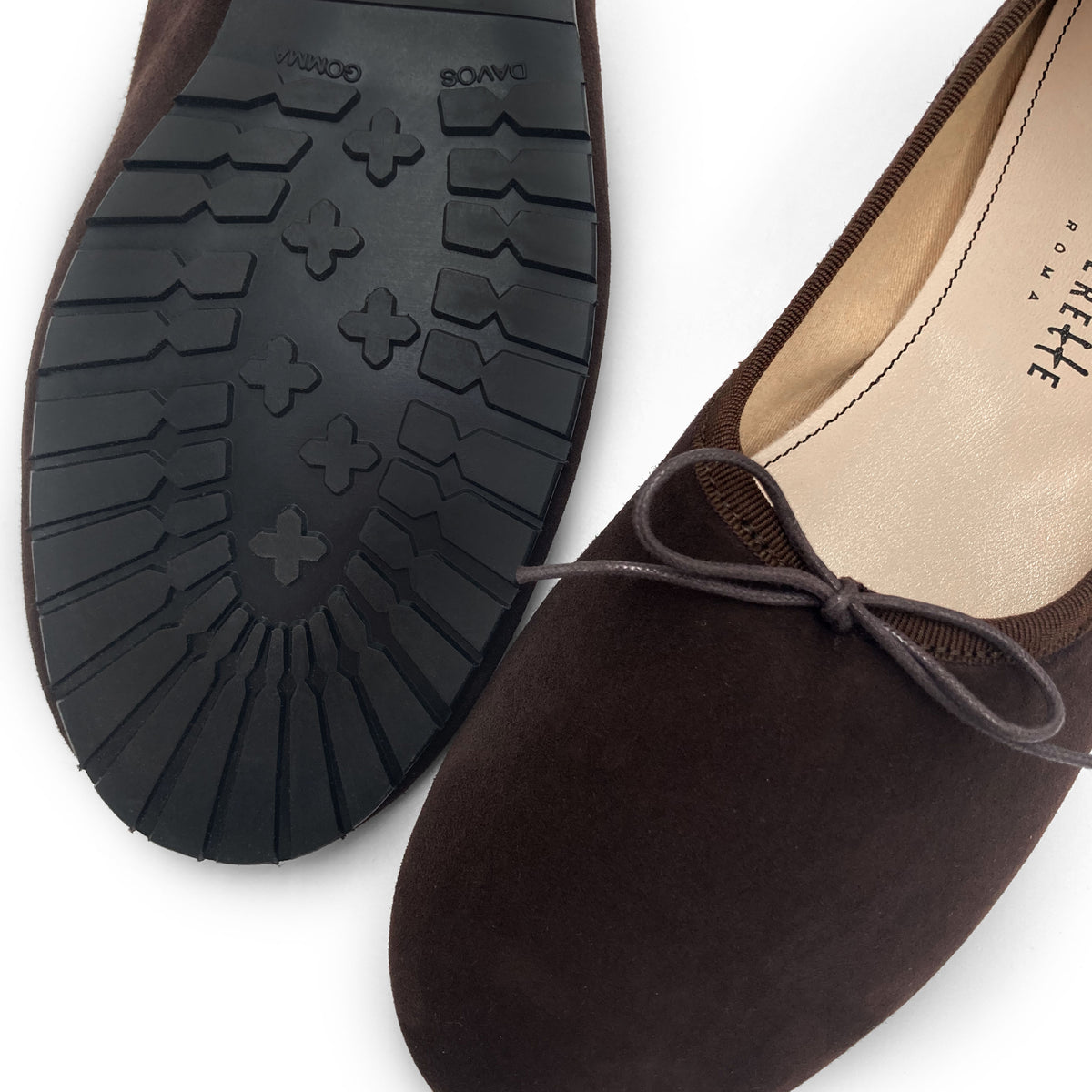 Ballerine "glove shoes" donna marroni testa di moro in camoscio
