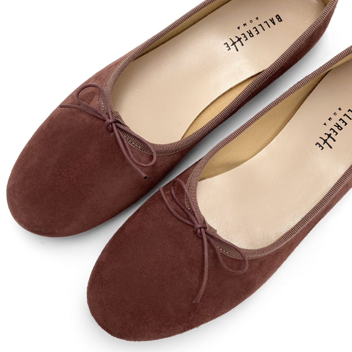 Weinrote "Glove" Ballerinas aus Wildleder
