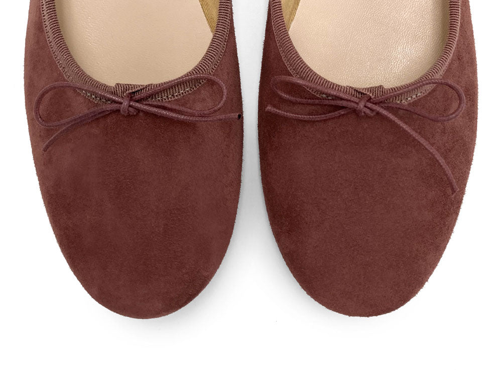 Weinrote "Glove" Ballerinas aus Wildleder