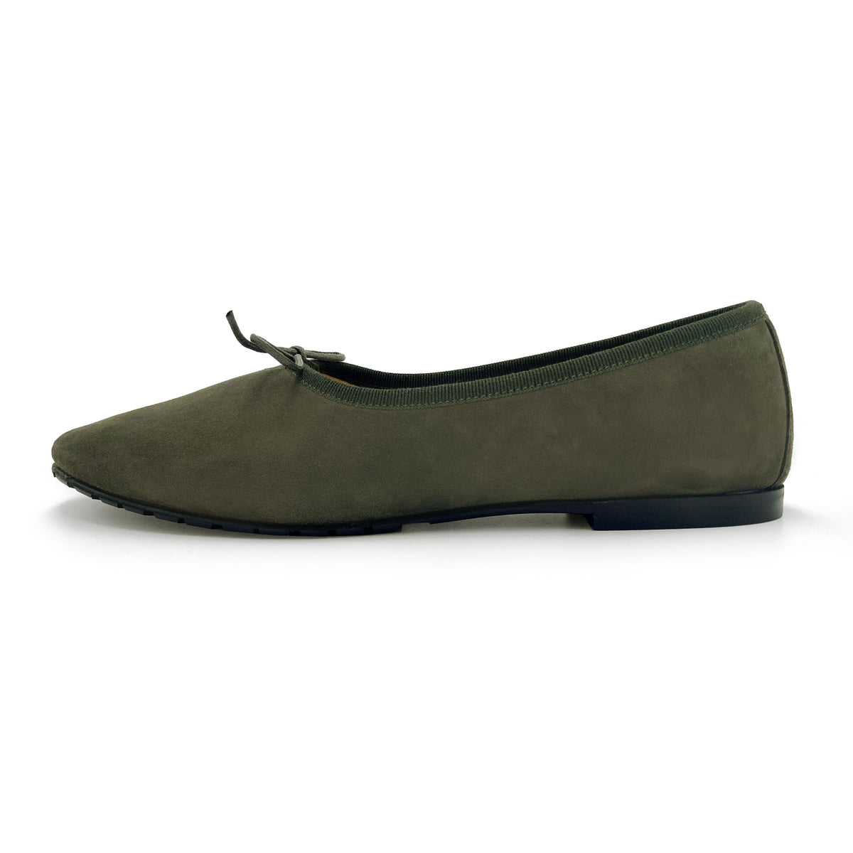 Olivgrüne Damen "Glove" Ballerinas aus Wildleder