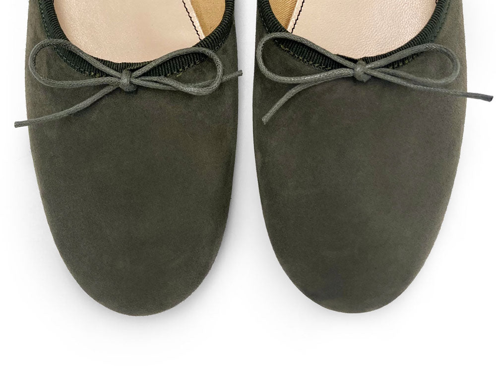 Ballerine "glove shoes" donna verdi oliva in camoscio