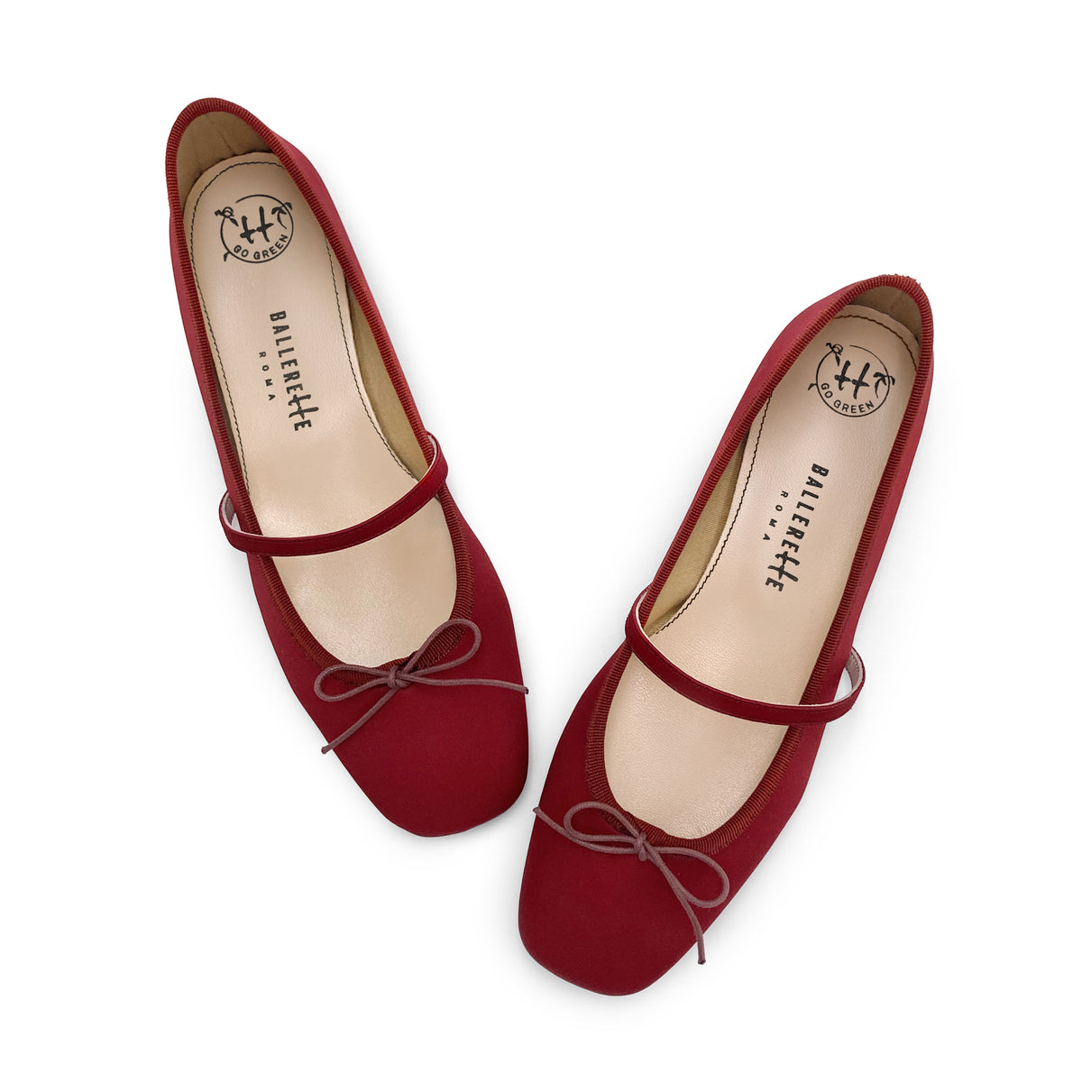 TT Go Green Collection - Ballerine Mary Jane rosse in raso eco