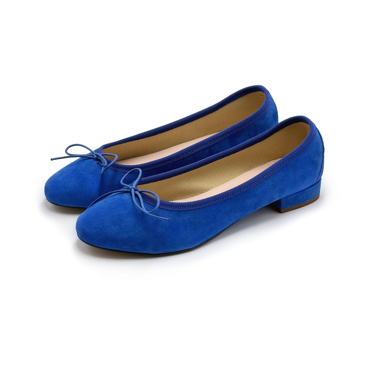 Royal blue suede medium heel ballet flats