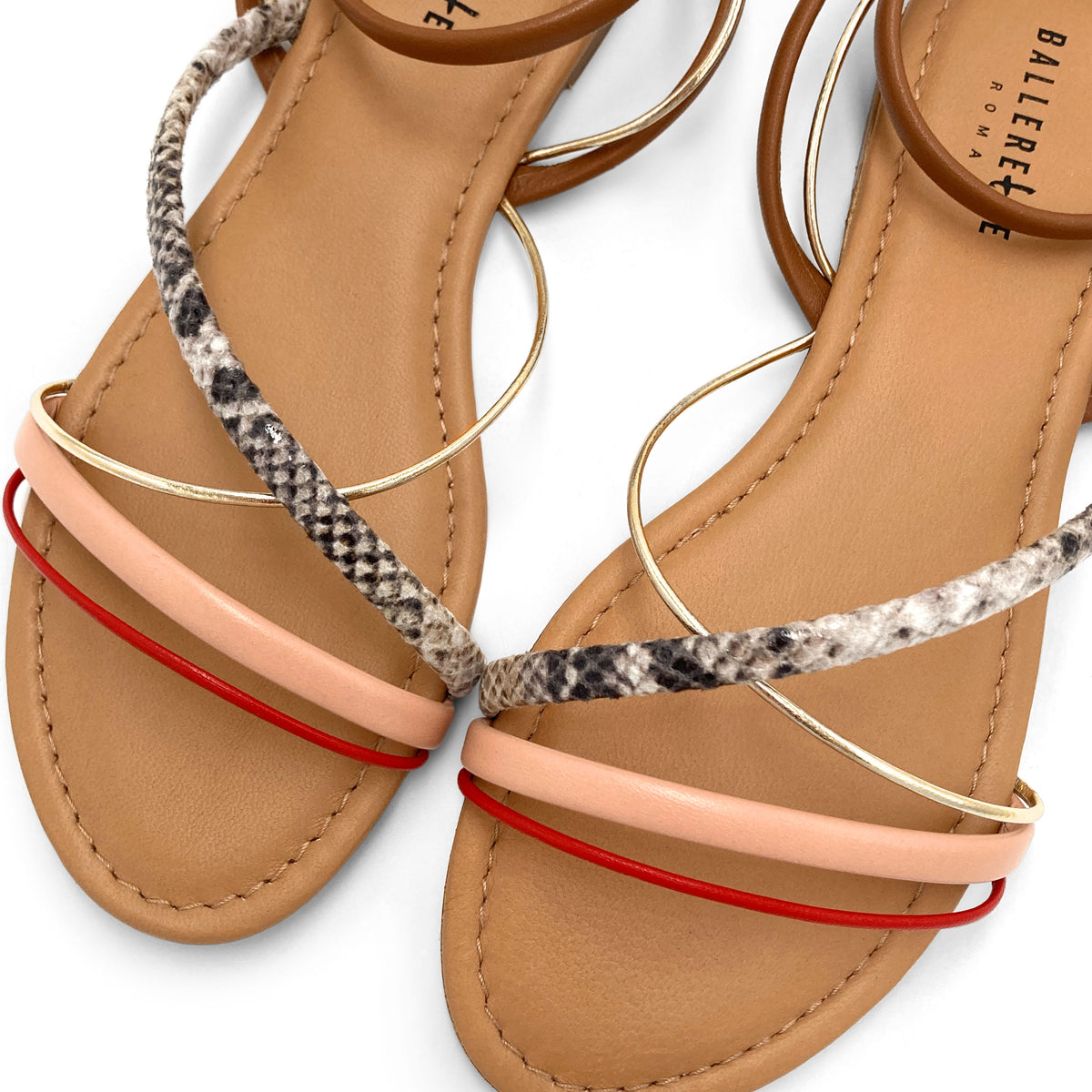 Sandales femme en cuir tressées multicolores
