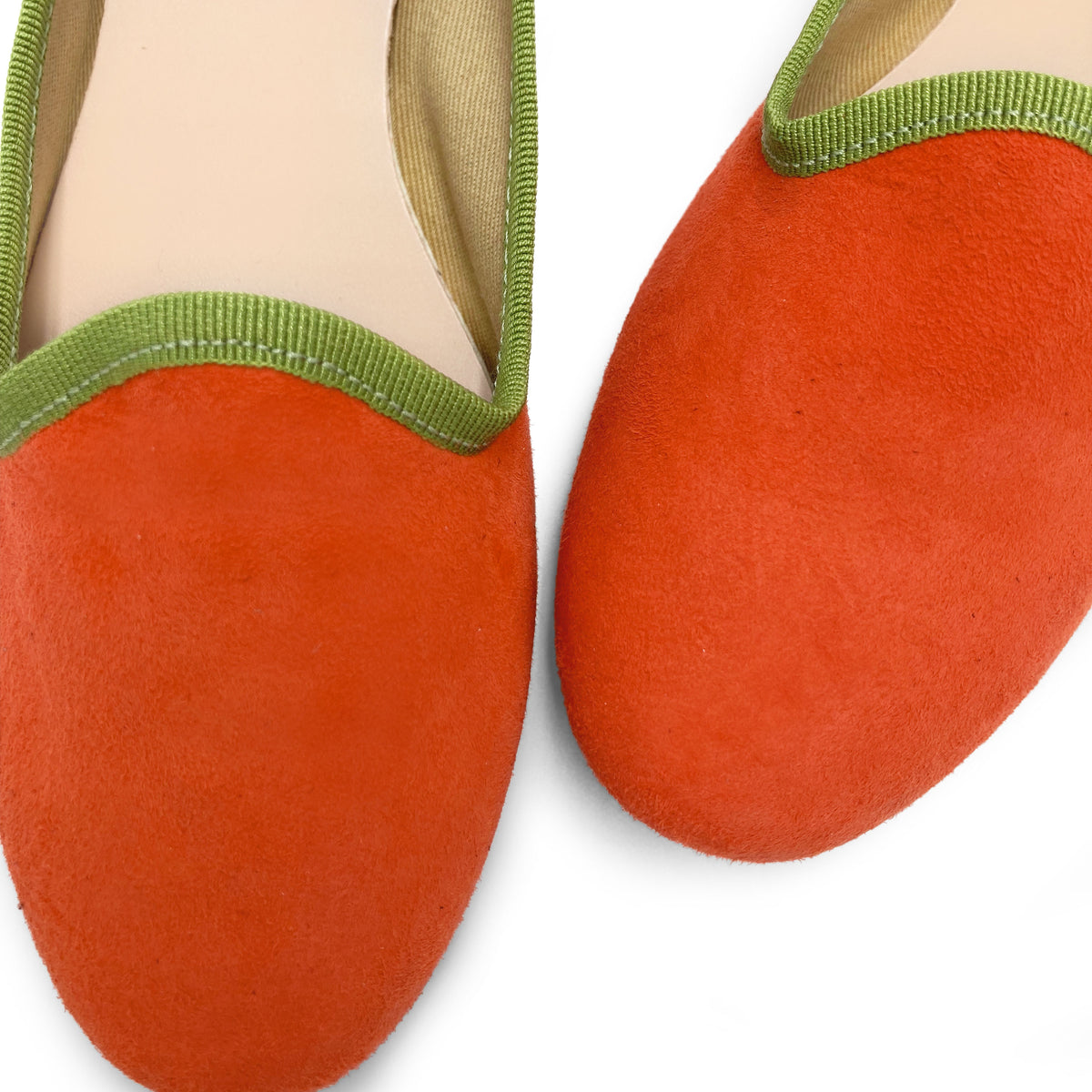 Slippers femme en daim orange 