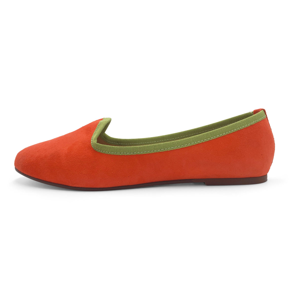Slippers femme en daim orange 