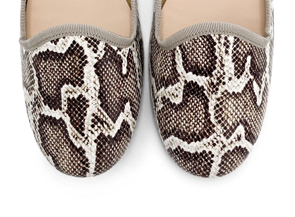 Slippers donna animalier pitonate in pelle