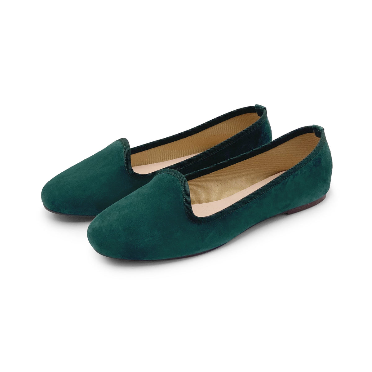 Slippers donna in camoscio verde bottiglia
