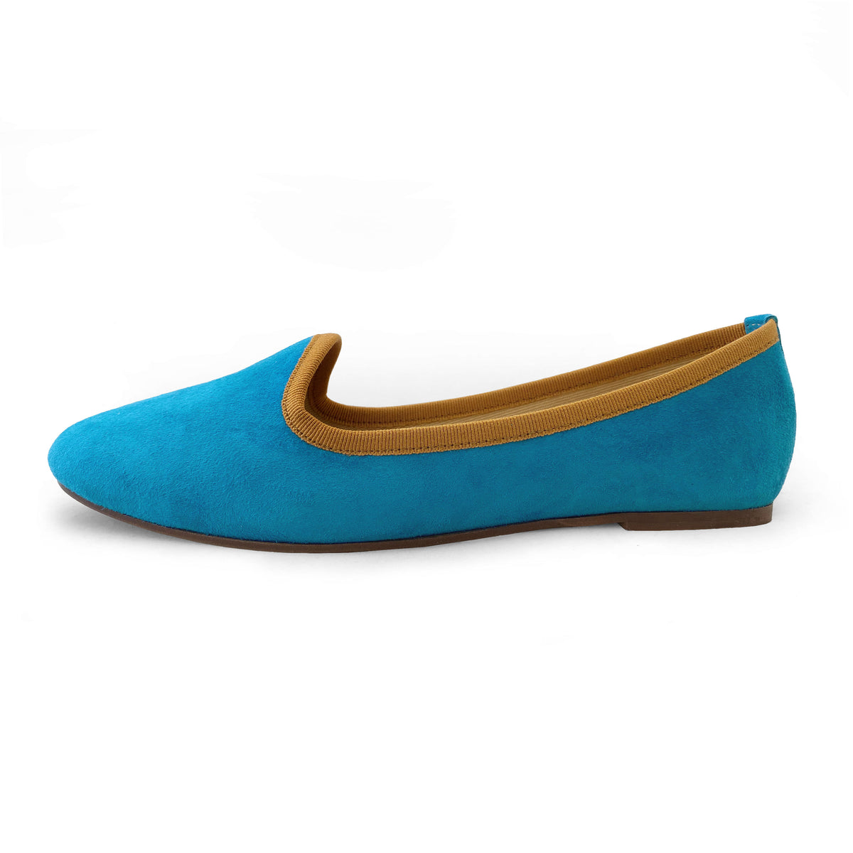 Slippers femme en daim bleu clair 